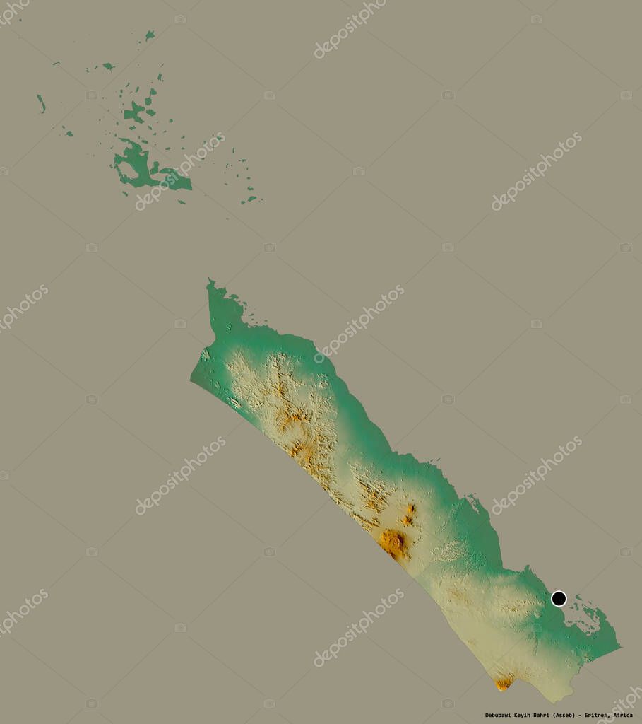 Forma de Debubawi Keyih Bahri, región de Eritrea, con su capital
