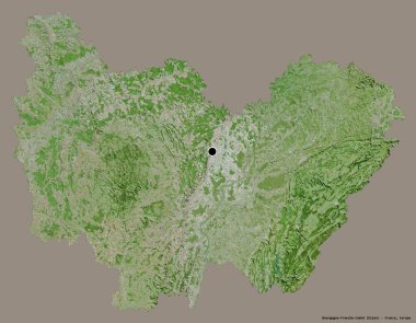 Bourgogne-Franche-Comte, Fransa 'nın başkenti, katı bir renk arkaplanı ile izole edilmiştir. Uydu görüntüleri. 3B görüntüleme