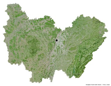 Fransa 'nın başkenti Bourgogne-Franche-Comte' nin beyaz arka planda izole edilmiş hali. Uydu görüntüleri. 3B görüntüleme