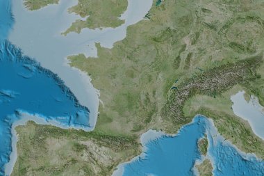 Fransa 'nın genişletilmiş bölgesi. Uydu görüntüleri. 3B görüntüleme