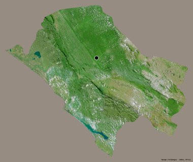 Gabon 'un Nyanga eyaleti, başkenti katı renk arkaplanı ile izole edilmiştir. Uydu görüntüleri. 3B görüntüleme