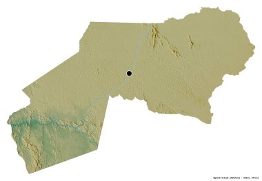Gabon 'un başkenti Ogooue-Ivindo' nun beyaz arka planda izole edilmiş hali. Topografik yardım haritası. 3B görüntüleme