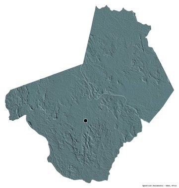 Gabon 'un başkenti Ogooue-Lolo' nun beyaz arka planda izole edilmiş hali. Renkli yükseklik haritası. 3B görüntüleme