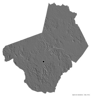 Gabon 'un başkenti Ogooue-Lolo' nun beyaz arka planda izole edilmiş hali. Çift seviyeli yükseklik haritası. 3B görüntüleme