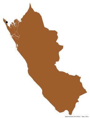 Gabon ili Ogooue-Maritime, başkenti beyaz arka planda izole edilmiştir. Desenli dokuların bileşimi. 3B görüntüleme