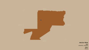 Wouleu-Ntem bölgesi, Gabon vilayeti, bir sınır kutusunda sağlam bir arka planda izole edilmiş. Etiketler. Desenli dokuların bileşimi. 3B görüntüleme