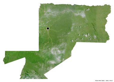 Wouleu-Ntem, Gabon ili, başkenti beyaz arka planda izole edilmiş. Uydu görüntüleri. 3B görüntüleme