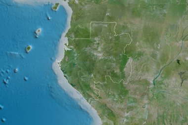 Gabon 'un genişletilmiş alanı. Uydu görüntüleri. 3B görüntüleme