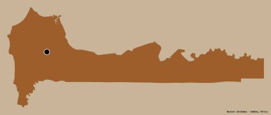 Batı 'nın şekli, Gambiya' nın bölünmesi, sermayesi katı renk arkaplanı ile izole edilmiş. Desenli dokuların bileşimi. 3B görüntüleme