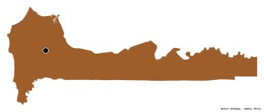 Batı 'nın şekli, Gambiya' nın bölünmesi, başkenti beyaz arka planda izole edilmiş. Desenli dokuların bileşimi. 3B görüntüleme