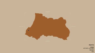 Gürcistan 'ın özerk cumhuriyeti Ajaria bölgesi, katı bir arka planda bir sınır kutusunda izole edilmiştir. Etiketler. Desenli dokuların bileşimi. 3B görüntüleme