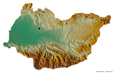 Gürcistan 'ın İmereti bölgesi, başkenti beyaz arka planda izole edilmiş. Topografik yardım haritası. 3B görüntüleme