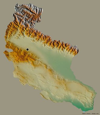 Gürcistan 'ın başkenti Kakheti' nin katı renk arkaplanı ile izole edilmiş şekli. Topografik yardım haritası. 3B görüntüleme