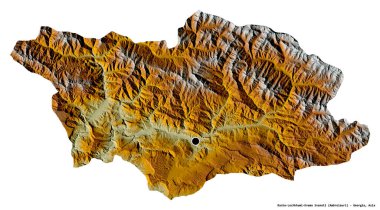 Gürcistan 'ın başkenti Racha-Lechkhumi-Kvemo Svaneti' nin beyaz arka planda bulunan şekli. Topografik yardım haritası. 3B görüntüleme