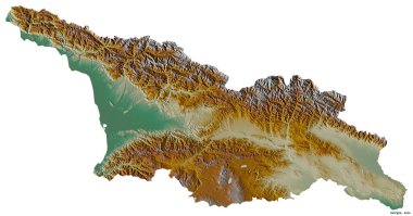 Başkenti beyaz arka planda izole edilmiş Gürcistan 'ın şekli. Topografik yardım haritası. 3B görüntüleme
