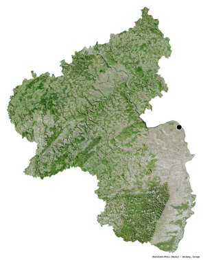 Almanya 'nın başkenti Rheinland-Pfalz' ın beyaz arka planda izole edilmiş hali. Uydu görüntüleri. 3B görüntüleme