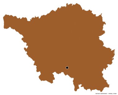 Almanya 'nın Saarland eyaleti, başkenti beyaz arka planda izole edilmiş. Desenli dokuların bileşimi. 3B görüntüleme