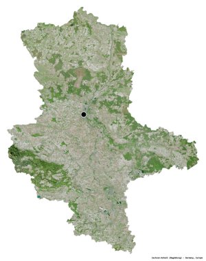 Almanya 'nın başkenti Sachsen-Anhalt' ın beyaz arka planda izole edilmiş hali. Uydu görüntüleri. 3B görüntüleme