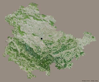 Almanya 'nın Thuringen eyaleti, başkenti katı renk arkaplanı ile izole edilmiştir. Uydu görüntüleri. 3B görüntüleme