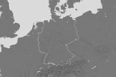 Almanya 'nın genişletilmiş bölgesi. Çift seviyeli yükseklik haritası. 3B görüntüleme