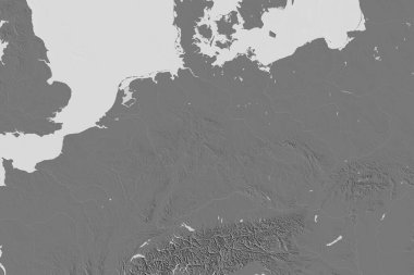 Almanya 'nın genişletilmiş bölgesi. Çift seviyeli yükseklik haritası. 3B görüntüleme