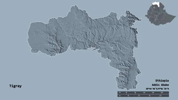 Forma Tigray Estado Etiópia Com Sua Capital Isolada Fundo Sólido — Fotografia de Stock