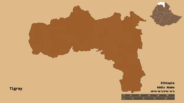 Tigrayův Tvar Etiopský Stát Hlavním Městem Izolovaným Pevném Pozadí Měřítko — Stock fotografie