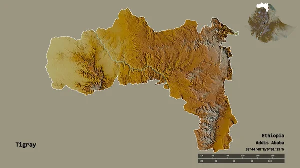 Bentuk Tigray Negara Bagian Ethiopia Dengan Ibukotanya Terisolasi Dengan Latar — Stok Foto