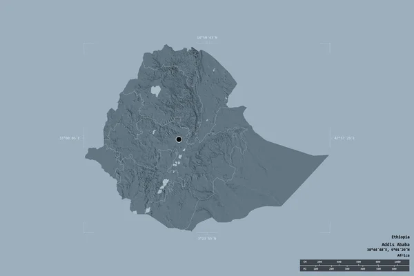 Area Ethiopia Isolated Solid Background Georeferenced Bounding Box Main Regional — Stock Photo, Image