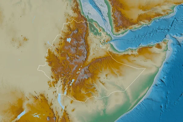 Rozšířená Oblast Vymezené Etiopie Topografická Reliéfní Mapa Vykreslování — Stock fotografie