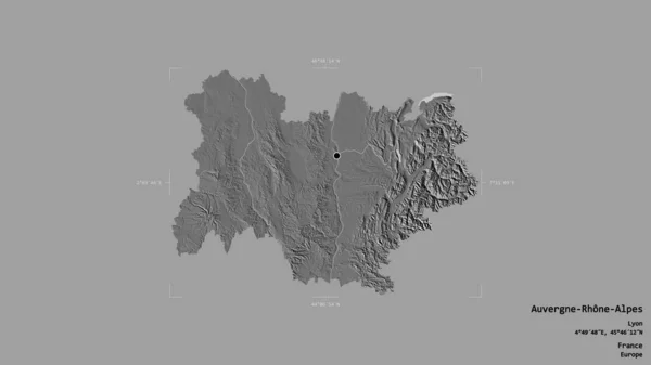 Area Auvergne Rhone Alpes Region France Isolated Solid Background Georeferenced — Stock Photo, Image