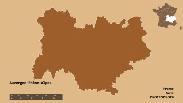 Forme Auvergne Rhône Alpes Région France Avec Capitale Isolée Sur — Photo