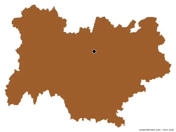 Форма Овернь Рон Альпы Регион Франции Столицей Изолированной Белом Фоне — стоковое фото