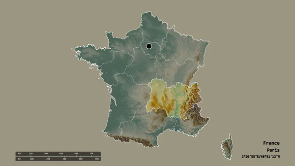 Спустошена Форма Франції Столицею Основним Регіональним Поділом Відокремленою Територією Овернь — стокове фото