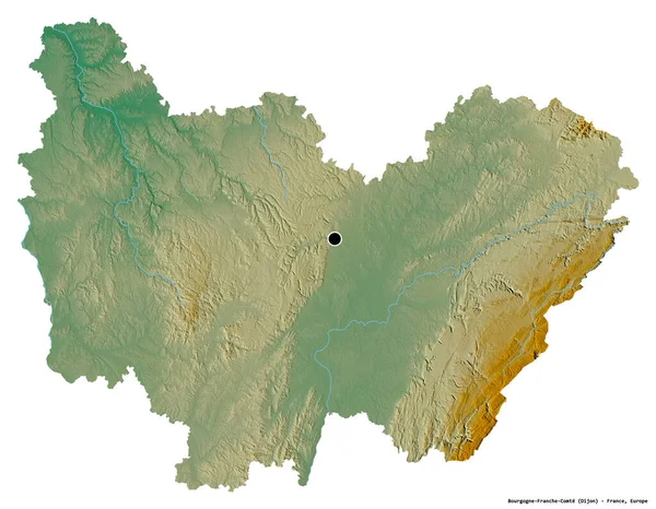 Kształt Bourgogne Franche Comte Regionu Francji Jego Kapitału Izolowane Białym — Zdjęcie stockowe