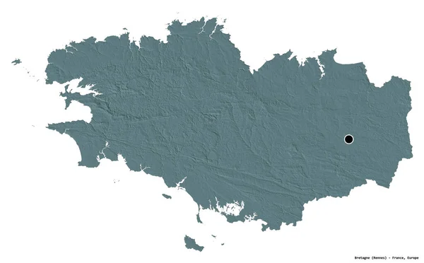 Forma Bretaña Región Francia Con Capital Aislada Sobre Fondo Blanco —  Fotos de Stock