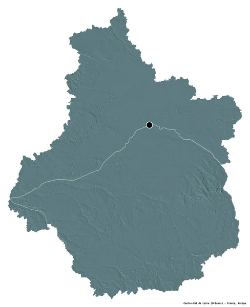 法国卢瓦尔河中心的形状 其首都被白色背景隔离 彩色高程图 3D渲染 — 图库照片