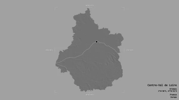 Area Centre Val Loire Region France Isolated Solid Background Georeferenced — Stock Photo, Image