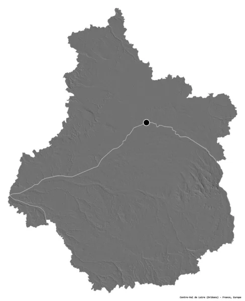 Form Centre Val Loire Regionen Frankrike Med Huvudstaden Isolerad Vit — Stockfoto