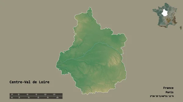 Kształt Centre Val Loire Regionu Francji Swoim Kapitałem Odizolowanym Solidnym — Zdjęcie stockowe