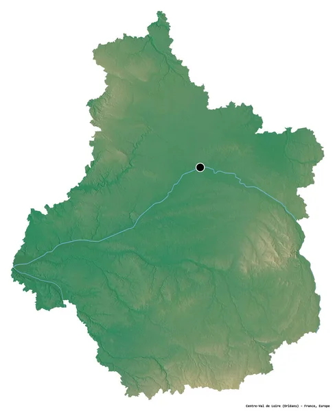 法国卢瓦尔河中心的形状 其首都被白色背景隔离 地形浮雕图 3D渲染 — 图库照片