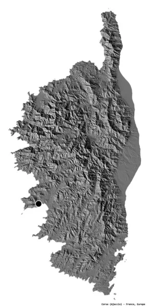 Forma Corse Región Francia Con Capital Aislada Sobre Fondo Blanco — Foto de Stock