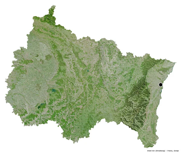 法国大埃斯特的形状 其首都被白色背景隔离 卫星图像 3D渲染 — 图库照片