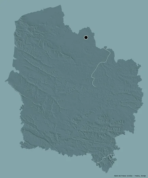 프랑스의 프랑스 Hauts France 지역의 이미지와 수도는 배경으로 고립되었다 지형도 — 스톡 사진