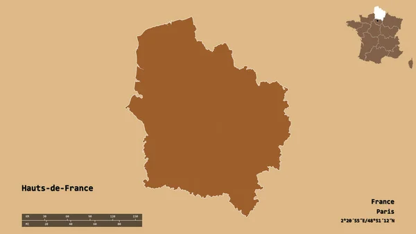 Forma Hauts France Región Francia Con Capital Aislada Sobre Fondo —  Fotos de Stock