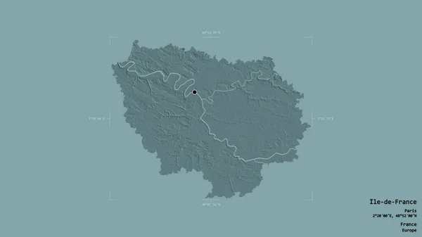 Oblast Ile France Region Francie Izolovaná Pevném Pozadí Georeferencovaném Hraničním — Stock fotografie