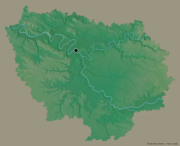 Forma Ile France Regione Della Francia Con Sua Capitale Isolata — Foto Stock