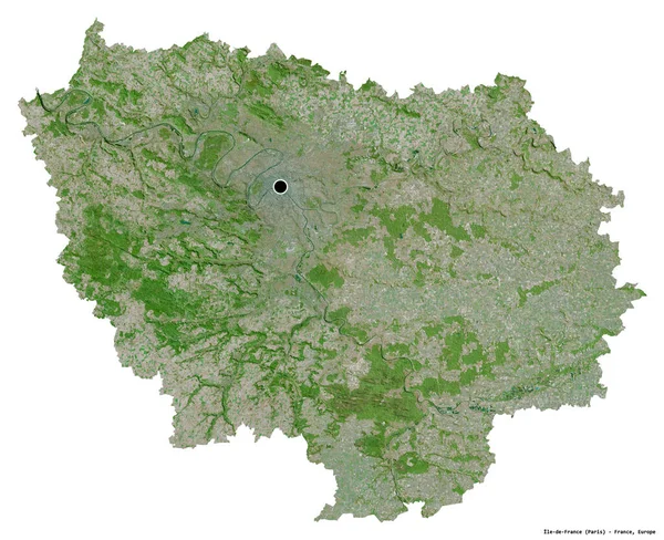 法兰西岛的形状 法国的区域 其首都被白色背景隔离 卫星图像 3D渲染 — 图库照片
