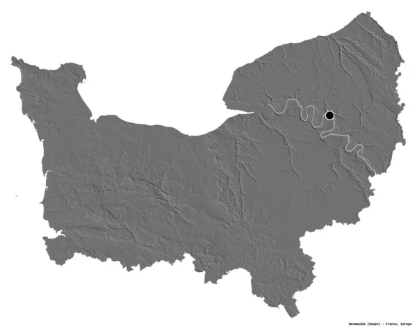 Tvar Normandie Regionu Francie Hlavním Městem Izolovaným Bílém Pozadí Mapa — Stock fotografie