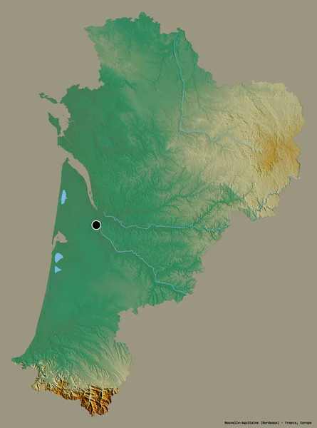 Форма Нувельє Аквітанії Регіону Франції Своєю Столицею Ізольованою Суцільному Кольоровому — стокове фото